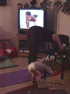 Cressa and Mommy doing Yoga together